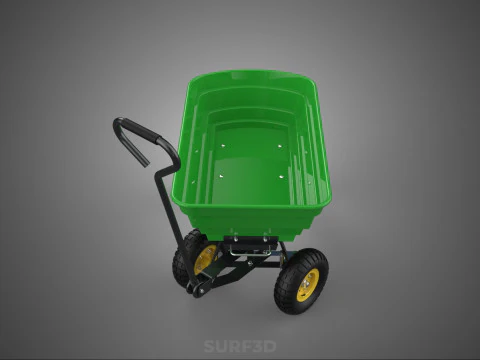 FOUR 4 WHEELS HEAVY DUTY GREEN GARDEN CART WHEELBARROW PLASTIC 3D Model