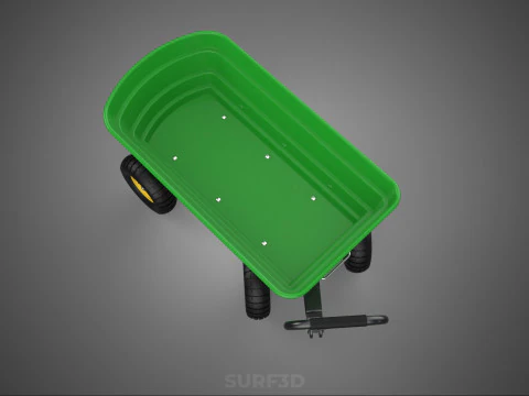 FOUR 4 WHEELS HEAVY DUTY GREEN GARDEN CART WHEELBARROW PLASTIC 3D Model