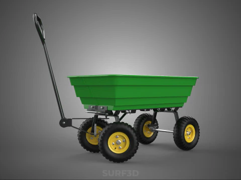 FOUR 4 WHEELS HEAVY DUTY GREEN GARDEN CART WHEELBARROW PLASTIC 3D Model