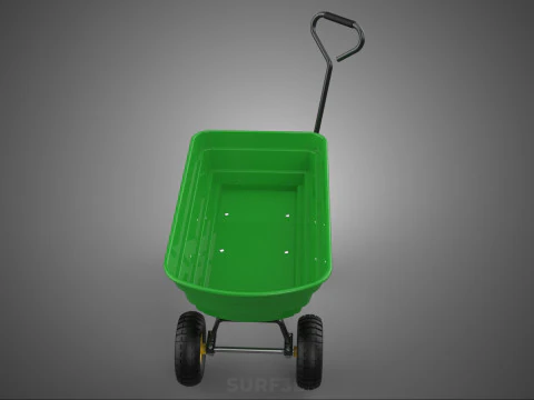 FOUR 4 WHEELS HEAVY DUTY GREEN GARDEN CART WHEELBARROW PLASTIC 3D Model