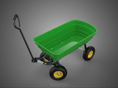 FOUR 4 WHEELS HEAVY DUTY GREEN GARDEN CART WHEELBARROW PLASTIC 3D Model