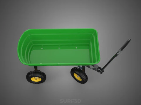 FOUR 4 WHEELS HEAVY DUTY GREEN GARDEN CART WHEELBARROW PLASTIC 3D Model