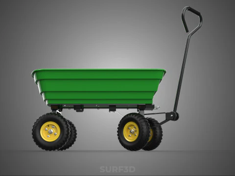 FOUR 4 WHEELS HEAVY DUTY GREEN GARDEN CART WHEELBARROW PLASTIC 3D Model