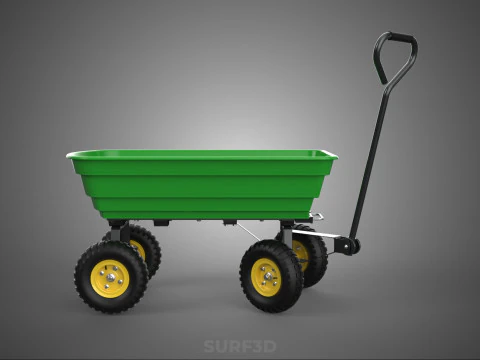 FOUR 4 WHEELS HEAVY DUTY GREEN GARDEN CART WHEELBARROW PLASTIC 3D Model