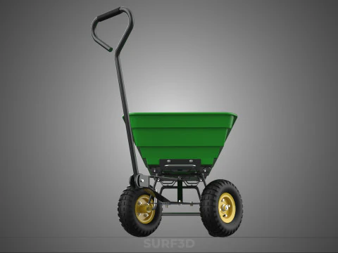 FOUR 4 WHEELS HEAVY DUTY GREEN GARDEN CART WHEELBARROW PLASTIC 3D Model