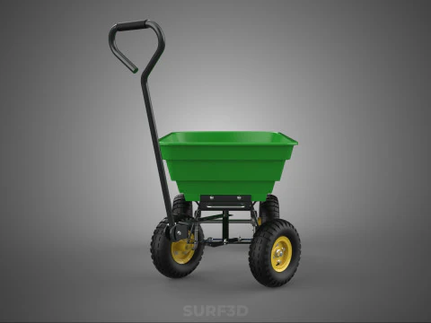 FOUR 4 WHEELS HEAVY DUTY GREEN GARDEN CART WHEELBARROW PLASTIC 3D Model