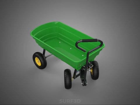 FOUR 4 WHEELS HEAVY DUTY GREEN GARDEN CART WHEELBARROW PLASTIC 3D Model