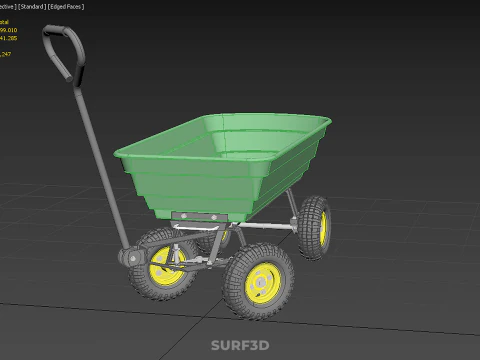 FOUR 4 WHEELS HEAVY DUTY GREEN GARDEN CART WHEELBARROW PLASTIC 3D Model