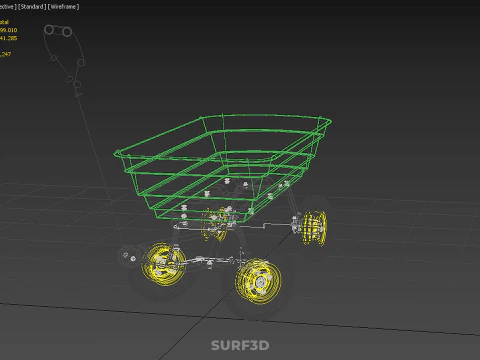 FOUR 4 WHEELS HEAVY DUTY GREEN GARDEN CART WHEELBARROW PLASTIC 3D Model
