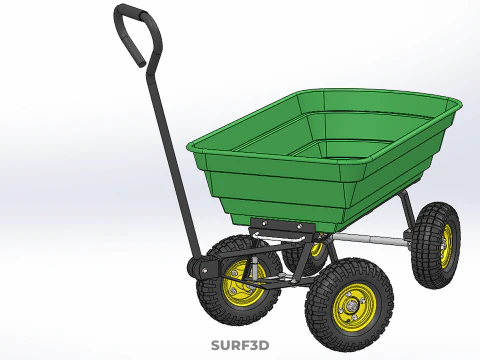 FOUR 4 WHEELS HEAVY DUTY GREEN GARDEN CART WHEELBARROW PLASTIC 3D Model