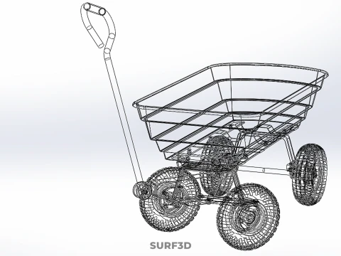 FOUR 4 WHEELS HEAVY DUTY GREEN GARDEN CART WHEELBARROW PLASTIC 3D Model