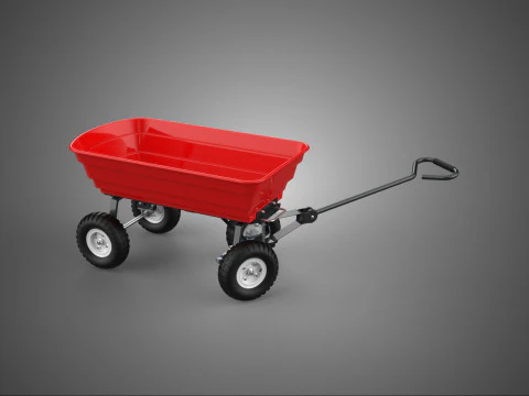 TRAILER WAGON POROS KEMUDI Meja Putar TROLLEY KERANJANG TAMAN Model 3D