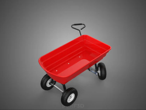 GARDEN CART TROLLEY TURNTABLE STEERING AXLE HANDLE WAGON TRAILER 3D Model