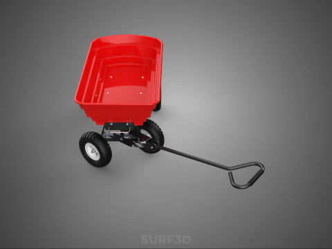 GARDEN CART TROLLEY TURNTABLE STEERING AXLE HANDLE WAGON TRAILER 3D Model