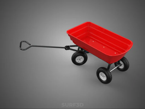 GARDEN CART TROLLEY TURNTABLE STEERING AXLE HANDLE WAGON TRAILER 3D Model