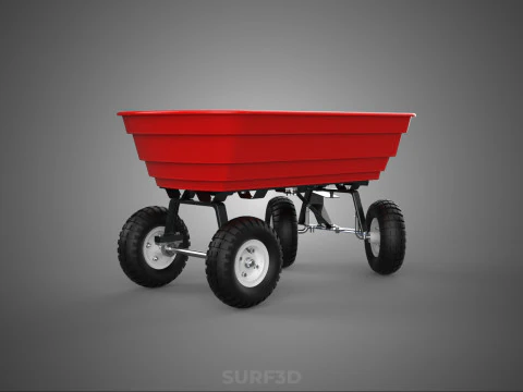 GARDEN CART TROLLEY TURNTABLE STEERING AXLE HANDLE WAGON TRAILER 3D Model