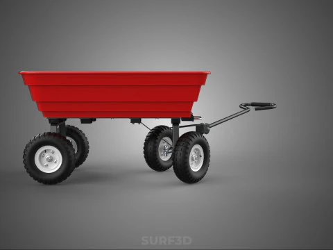 GARDEN CART TROLLEY TURNTABLE STEERING AXLE HANDLE WAGON TRAILER 3D Model
