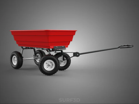 GARDEN CART TROLLEY TURNTABLE STEERING AXLE HANDLE WAGON TRAILER 3D Model