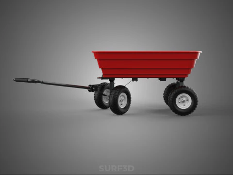 GARDEN CART TROLLEY TURNTABLE STEERING AXLE HANDLE WAGON TRAILER 3D Model