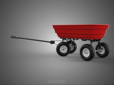 GARDEN CART TROLLEY TURNTABLE STEERING AXLE HANDLE WAGON TRAILER 3D Model