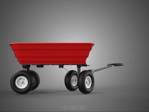 GARDEN CART TROLLEY TURNTABLE STEERING AXLE HANDLE WAGON TRAILER 3D Model