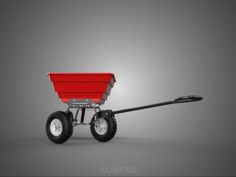 GARDEN CART TROLLEY TURNTABLE STEERING AXLE HANDLE WAGON TRAILER 3D Model