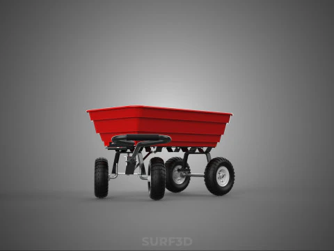 GARDEN CART TROLLEY TURNTABLE STEERING AXLE HANDLE WAGON TRAILER 3D Model