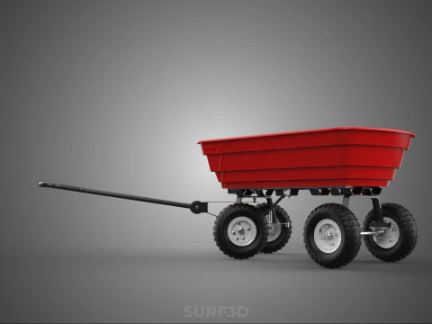 GARDEN CART TROLLEY TURNTABLE STEERING AXLE HANDLE WAGON TRAILER 3D Model