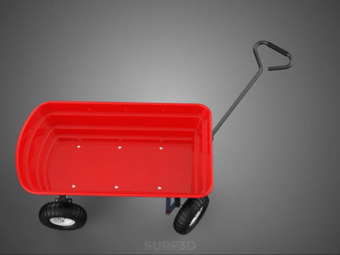 GARDEN CART TROLLEY TURNTABLE STEERING AXLE HANDLE WAGON TRAILER 3D Model