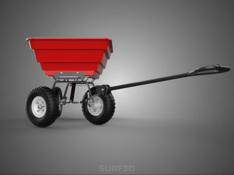 GARDEN CART TROLLEY TURNTABLE STEERING AXLE HANDLE WAGON TRAILER 3D Model