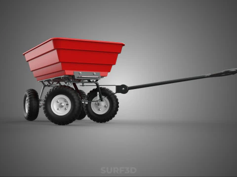 GARDEN CART TROLLEY TURNTABLE STEERING AXLE HANDLE WAGON TRAILER 3D Model