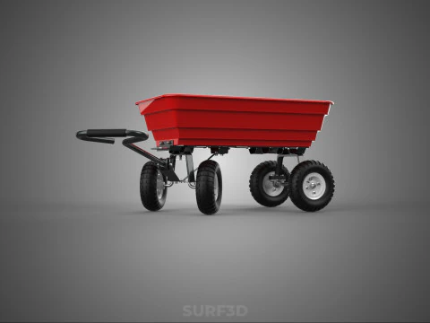 GARDEN CART TROLLEY TURNTABLE STEERING AXLE HANDLE WAGON TRAILER 3D Model