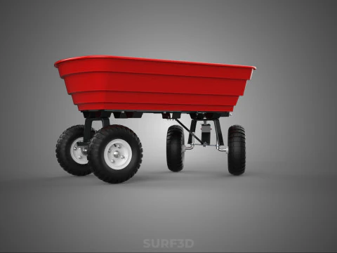 GARDEN CART TROLLEY TURNTABLE STEERING AXLE HANDLE WAGON TRAILER 3D Model