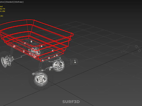 GARDEN CART TROLLEY TURNTABLE STEERING AXLE HANDLE WAGON TRAILER 3D Model