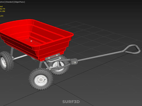 GARDEN CART TROLLEY TURNTABLE STEERING AXLE HANDLE WAGON TRAILER 3D Model