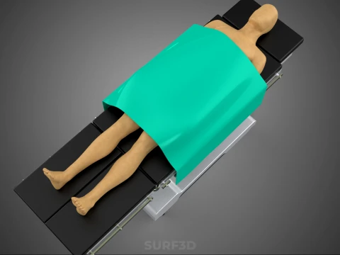 MANEQUIM DE CORPO HUMANO M&Eacute;DICA CIR&Uacute;RGICA MESA DE OPERA&Ccedil;&Atilde;O CAMA Modelo 3D