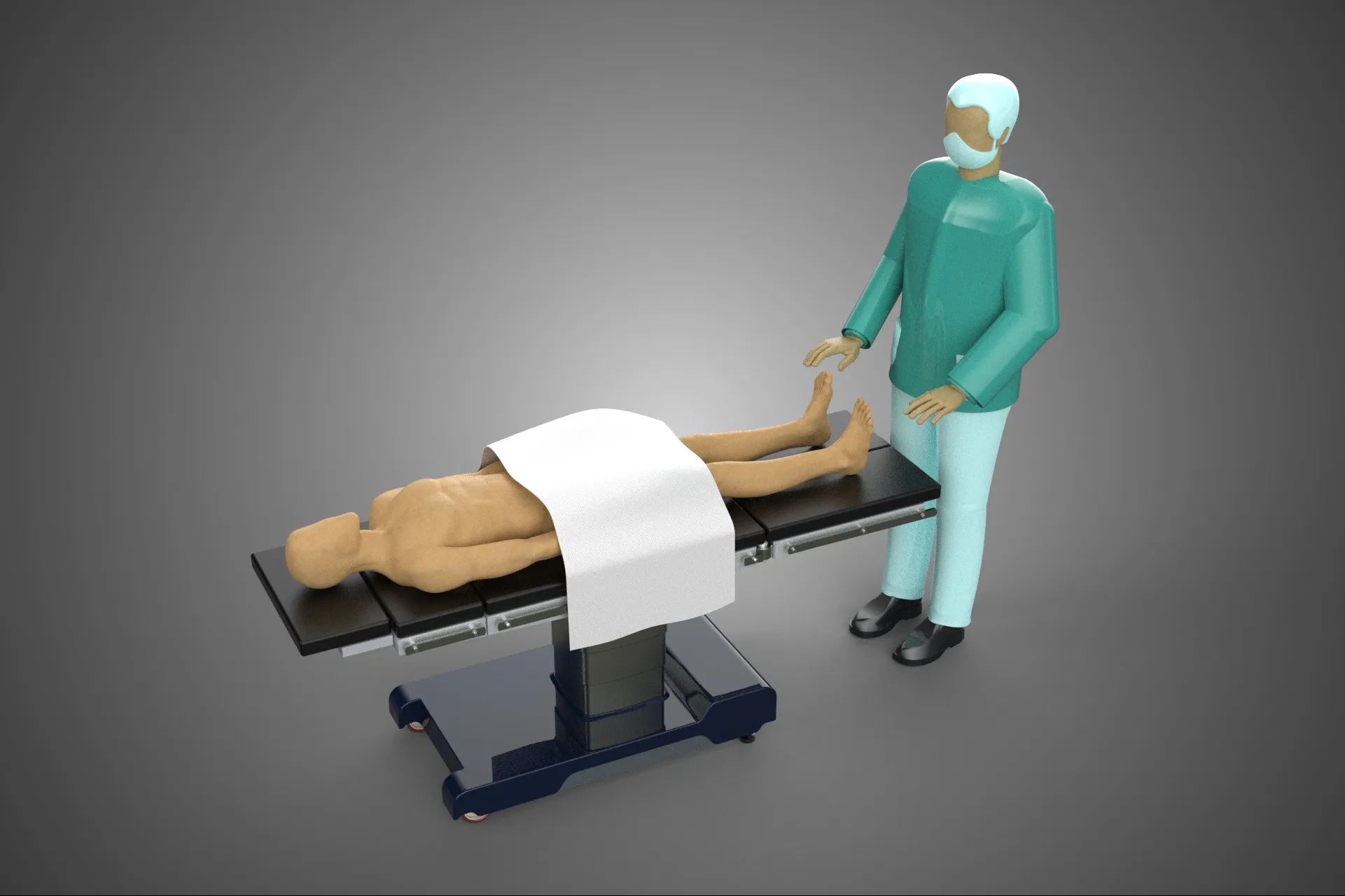 PROFESSIONAL MASSEUR THERAPIST MASSAGE SPA MAN PATIENT LYING BED 3D Model .c4d .max .obj .3ds .fbx .stl .blend 
