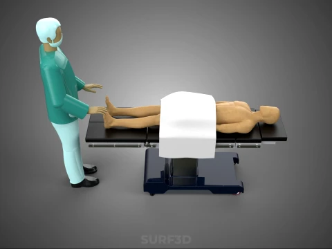 PROFESSIONAL MASSEUR THERAPIST MASSAGE SPA MAN PATIENT LYING BED 3D Model