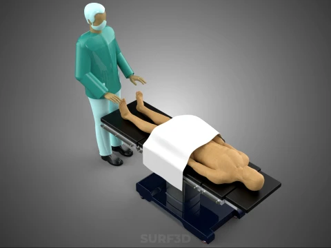 PROFESSIONAL MASSEUR THERAPIST MASSAGE SPA MAN PATIENT LYING BED 3D Model