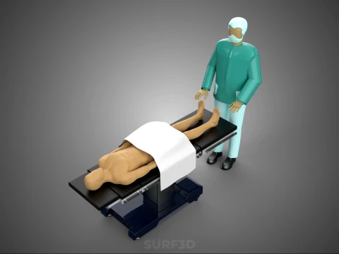 PROFESSIONAL MASSEUR THERAPIST MASSAGE SPA MAN PATIENT LYING BED 3D Model