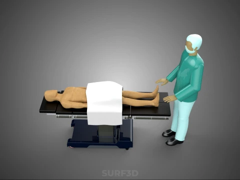 PROFESSIONAL MASSEUR THERAPIST MASSAGE SPA MAN PATIENT LYING BED 3D Model
