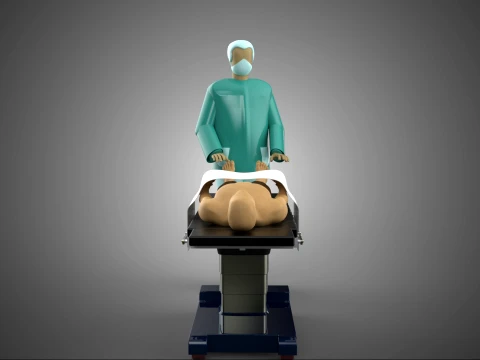PROFESSIONAL MASSEUR THERAPIST MASSAGE SPA MAN PATIENT LYING BED 3D Model