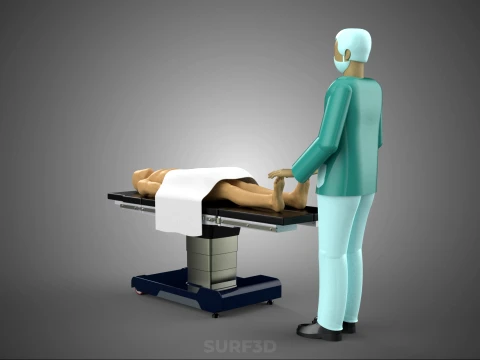PROFESSIONAL MASSEUR THERAPIST MASSAGE SPA MAN PATIENT LYING BED 3D Model
