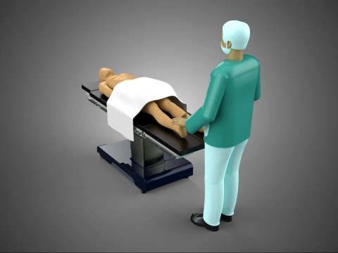 मसाजर थेरेपिस्ट मसाज स्पा, खड़े होकर रोगी की मालिश करने की मेज 3D मॉडल