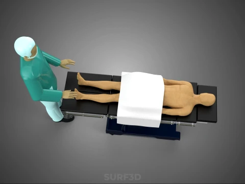 MASSEUR THERAPIST MASSAGE SPA STANDING MASSAGING PATIENT TABLE 3D Model