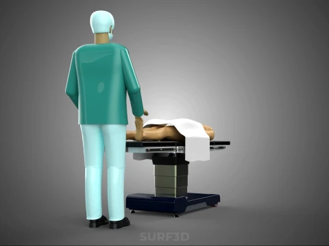 MASSEUR THERAPIST MASSAGE SPA STANDING MASSAGING PATIENT TABLE 3D Model
