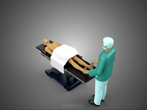 MASSEUR THERAPIST MASSAGE SPA STANDING MASSAGING PATIENT TABLE 3D Model