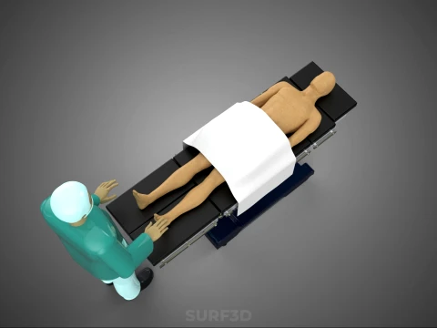 MASSEUR THERAPIST MASSAGE SPA STANDING MASSAGING PATIENT TABLE 3D Model
