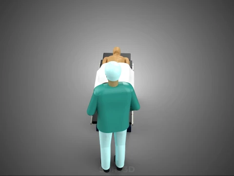 MASSEUR THERAPIST MASSAGE SPA STANDING MASSAGING PATIENT TABLE 3D Model