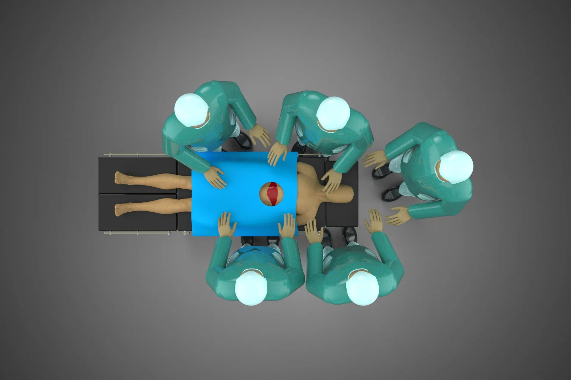 SURGICAL MEDICAL STAFF TEAM PATIENT DOCTOR PHYSICIAN SURGEON LAB 3D Model .c4d .max .obj .3ds .fbx .stl .blend 